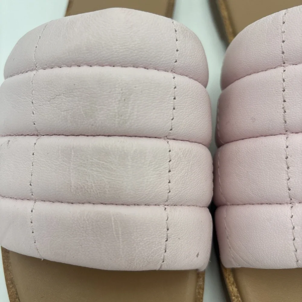 New Sorel Women's Ella III Quilted Puff Slide Pink Leather Sandals Shoes Sz‎ 8
